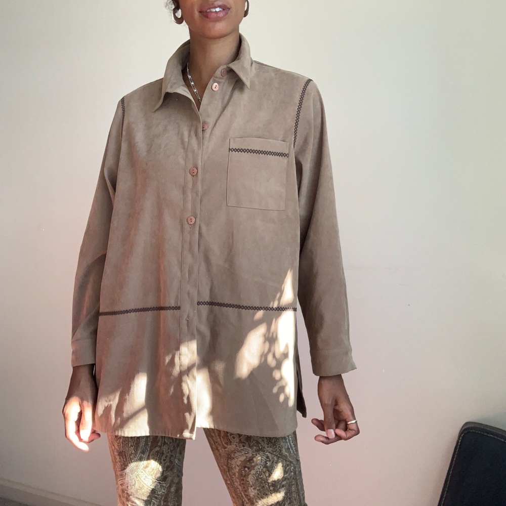 Faux Suede Button Down - image 1